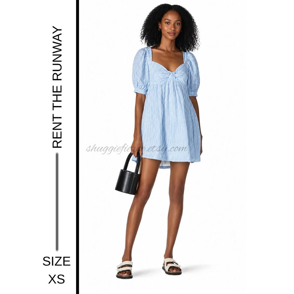MSRP $275. RTR Now Blue Gingham Babydoll Dress Size XS | SAME DAY SHIP
